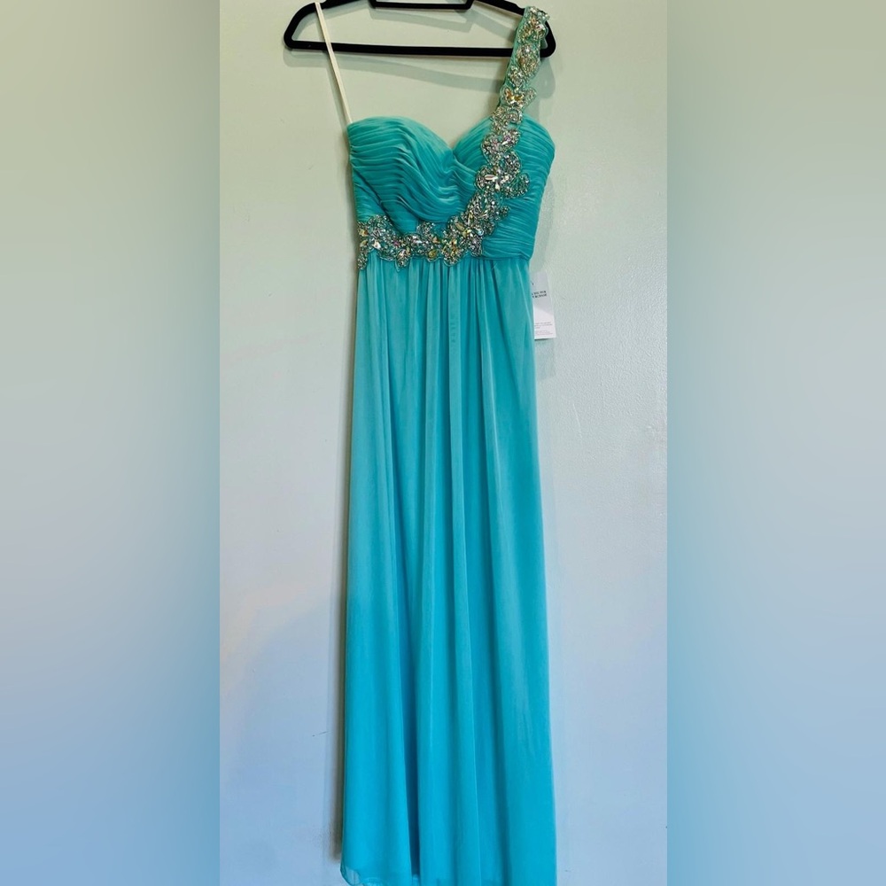 Xscape Turquoise Embellished Gown NEW